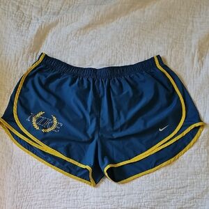 Nike Women's Athletic Shorts in Blue with Yellow Accents
